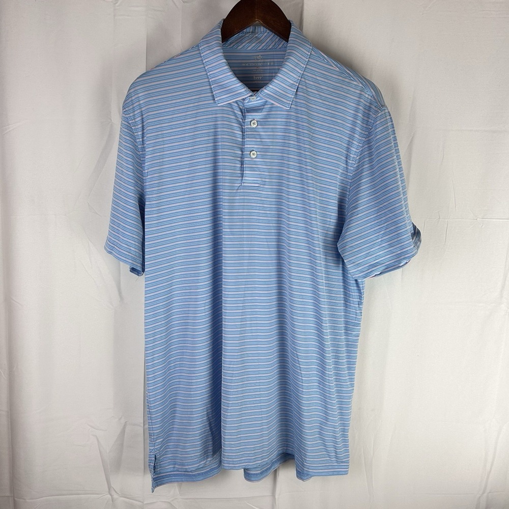 Southern Tide Brrr Striped Polo Shirt Men XL Cooling Performance Golf Blue *flaw